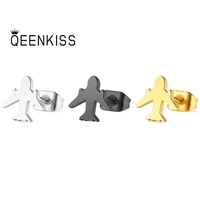 qeenkiss eg868 fine jewelry wholesale fashion woman man wedding birthday gift plane titanium stainless steel stud earrings