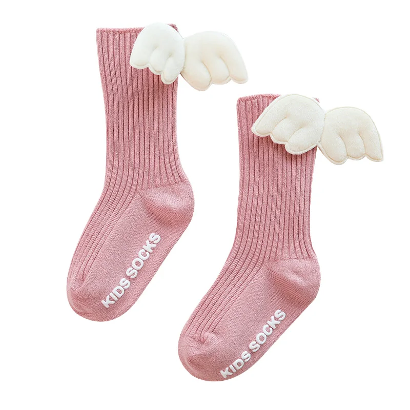 Baby Socks for toddler Newborn kids infants Winter Floor socks antiskid knee high Catoon doll Angel wings Boys girls | Детская одежда и