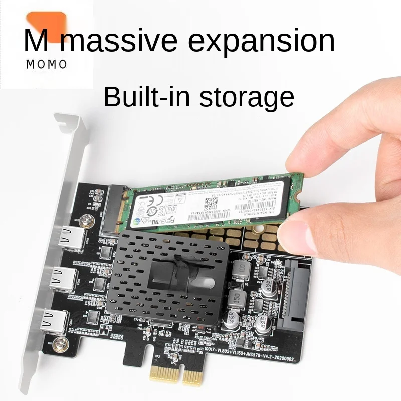 

Adapter Card PCIe to Three-Port Type-C Extended Card Desktop Built-in M.2 Solid State Disk Acceleration Kc017