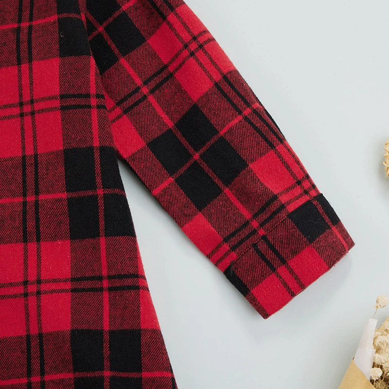 Женское осеннее модное платье для маленьких девочек 2 шт. клетчатое однобортное