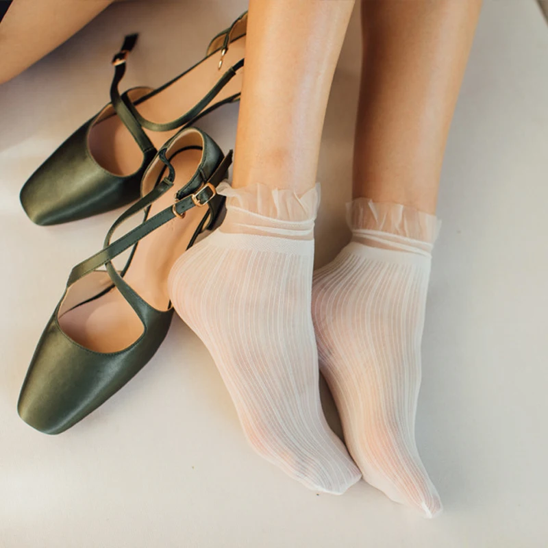 

8 цветов, кружевное, Тюлевое носки по щиколотку для женщин нейлон сезон: весна-лето BreathableFashion мягкие однотонные носки один размер
