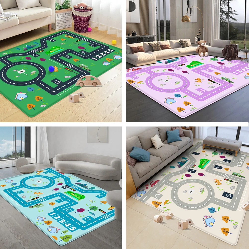 

Flannel City Track Puzzle Game Learn Carpet Baby Play Mats Kids Floor Children Rugs For Bedroom Living Room Decor Tapis Salon