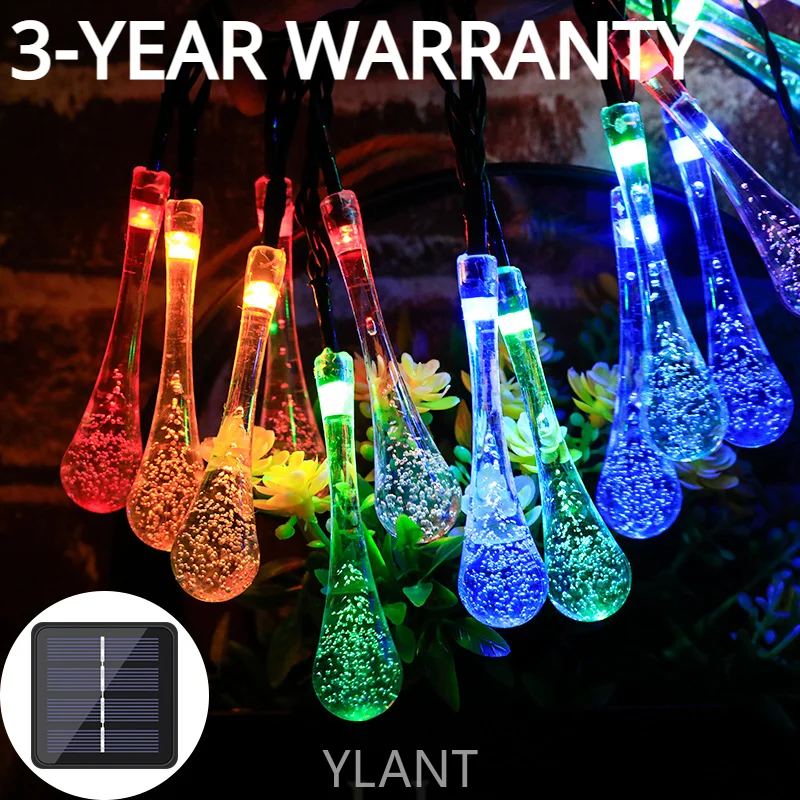 

SWT String Lights Outdoor 6.5M 30LED Solar Droplet Bulb Waterproof Christmas Garden Light Lawn Courtyard Solar Lamp Decoration