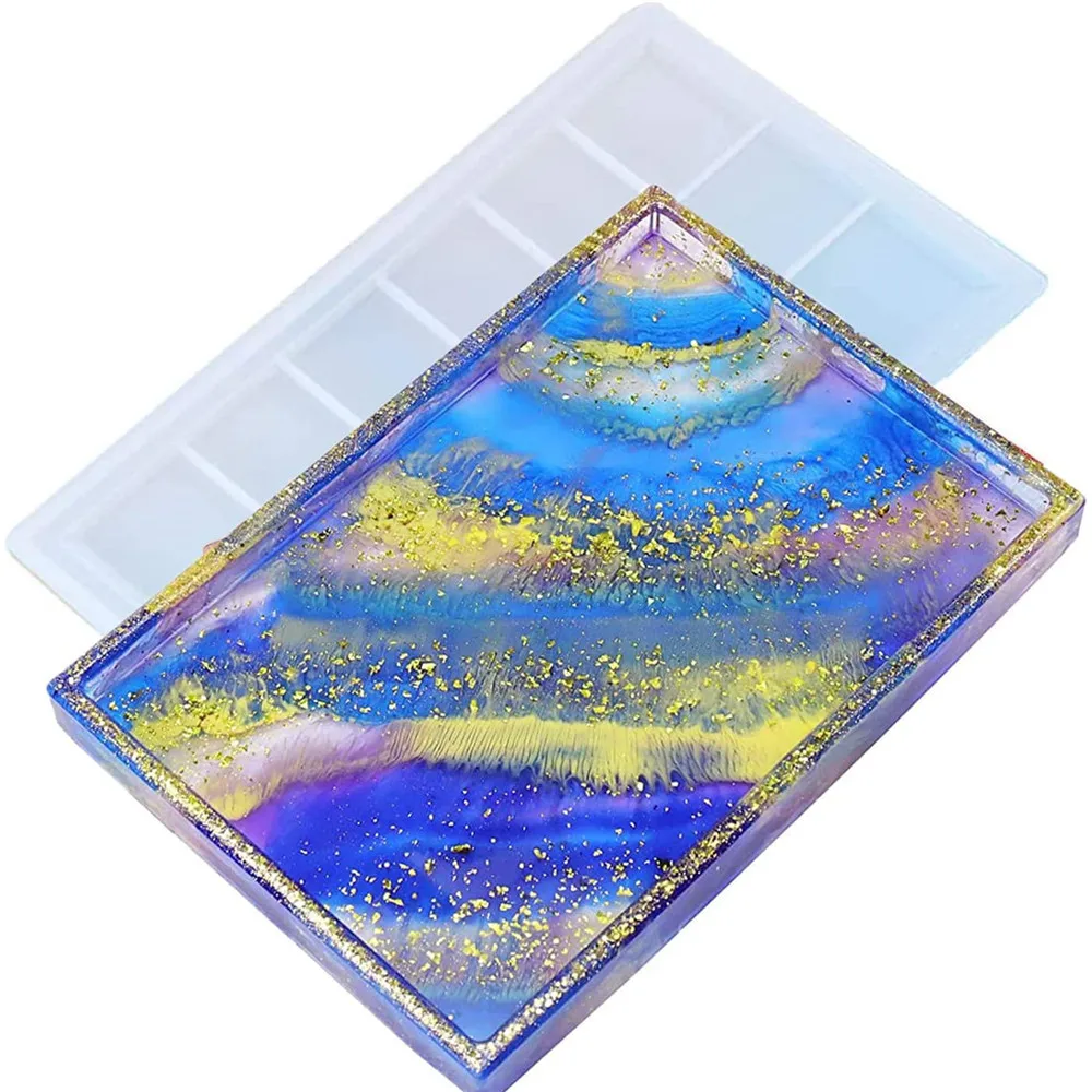 

Resin Mold Coaster Tray Rectangle Silicone Mold Home Table Decoration DIY Resin Crafts Silicone Serving Board Tray Casting Mold