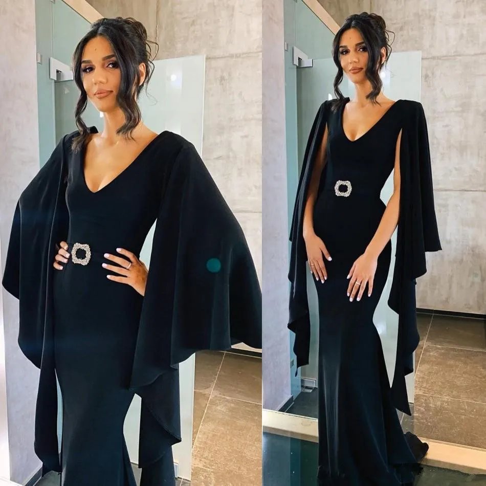 

Современное атласное вечернее платье-Русалка с накидкой, сексуальное женское платье с V-образным вырезом, платья знаменитостей для особых с...