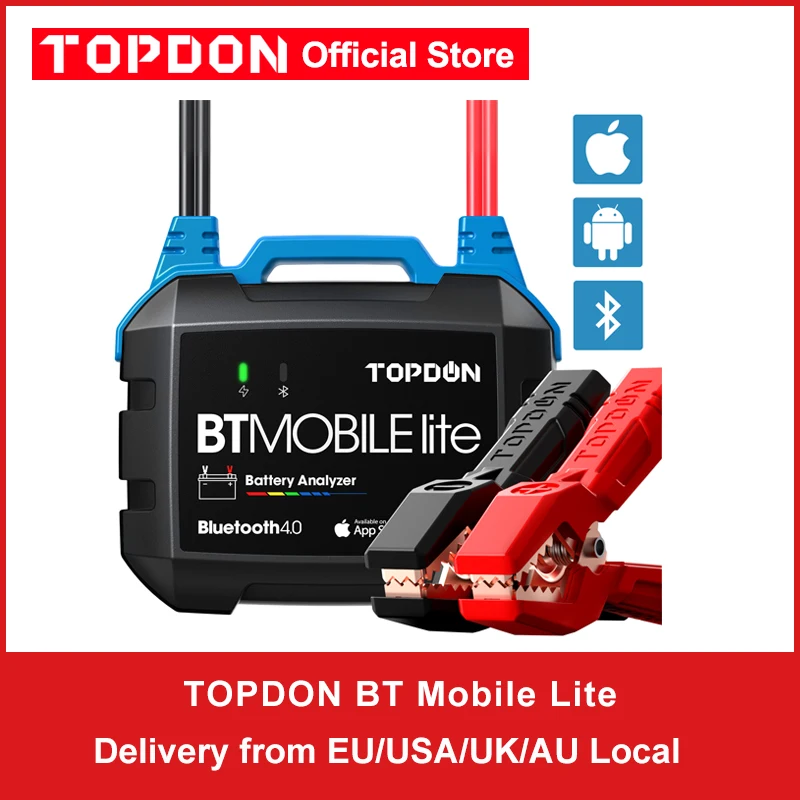 Беспроводной тестер автомобильного аккумулятора TOPDON BT Mobile Lite Bluetooth 100 -2000CCA тестер напряжения аккумулятора Анализатор заряда инструмент для ремонта автомобиля - изображение