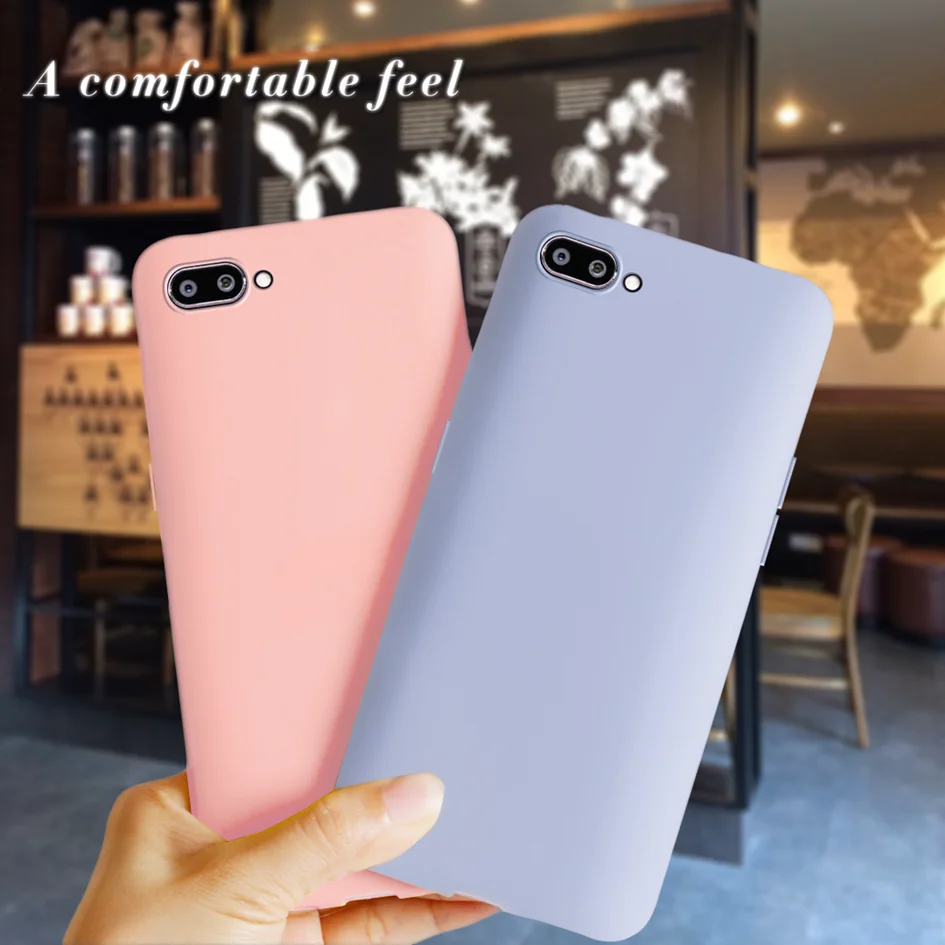 Силиконовый чехол для Oppo A5 AX5 A3s тонкий матовый мягкий карамельного цвета из ТПУ