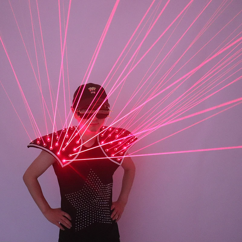 Красный лазерный жилет 650 нм Светодиодный светящийся на плечо для бара ночного