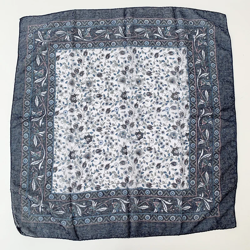 TJ04 dark blue Модный женский шарф с цветочным принтом, роскошный брендовый головной убор на весну и осень, хиджаб, Женский русский хлопковый платок - Цвет: TJ04 dark blue
