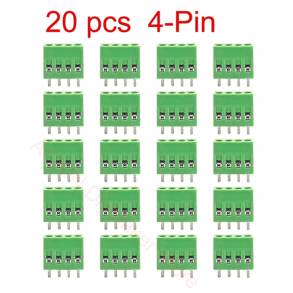 

20 шт., 4-контактный клеммный блок с шагом 2,54 мм, 150 в, 6 А