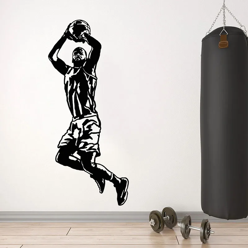 Виниловые наклейки на стену в виде баскетбольного игрока двери и окна | Дом сад