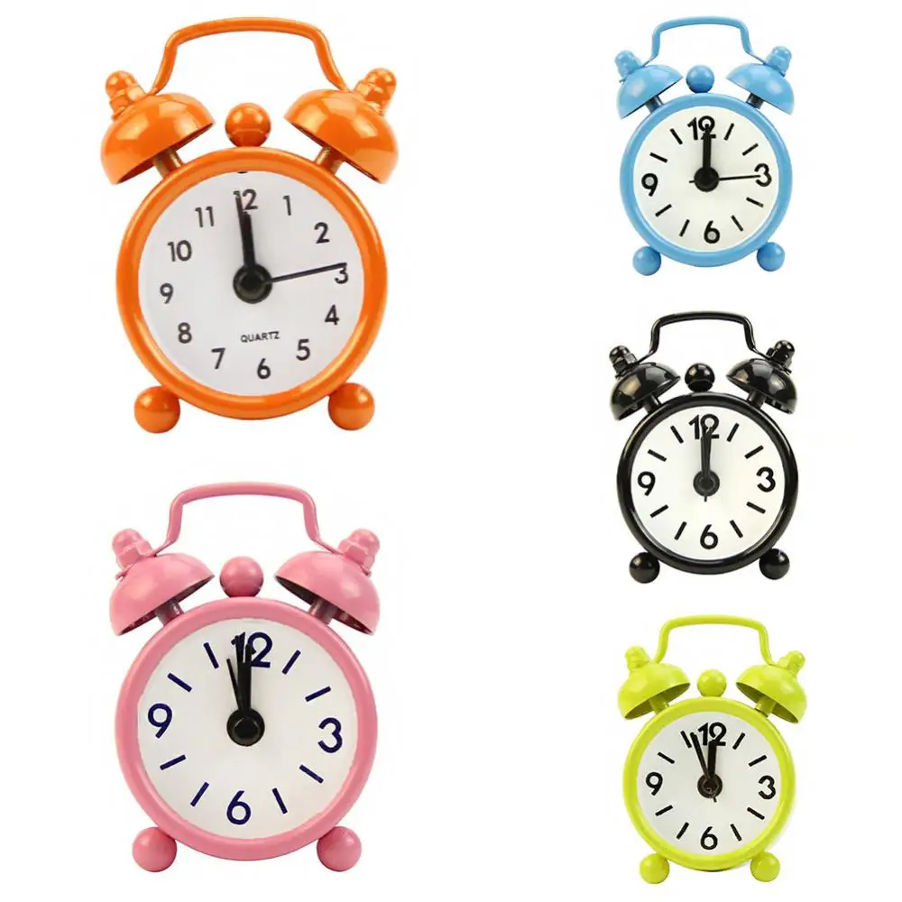 Mini Alarm Clock Electronic Big Number Double Bell Desk Table Digital Quartz Clock Home Decoration Retro Portable Cute Durable