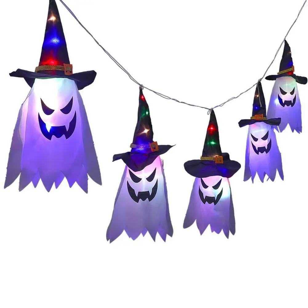 

5PCS Halloween Witch Hat LED Lighted Glowing Ghost Hat Lights