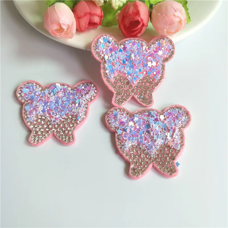 16 шт./лот 5*4 см блестки кошачья голова мягкие Аппликации для DIY аксессуары ремесло