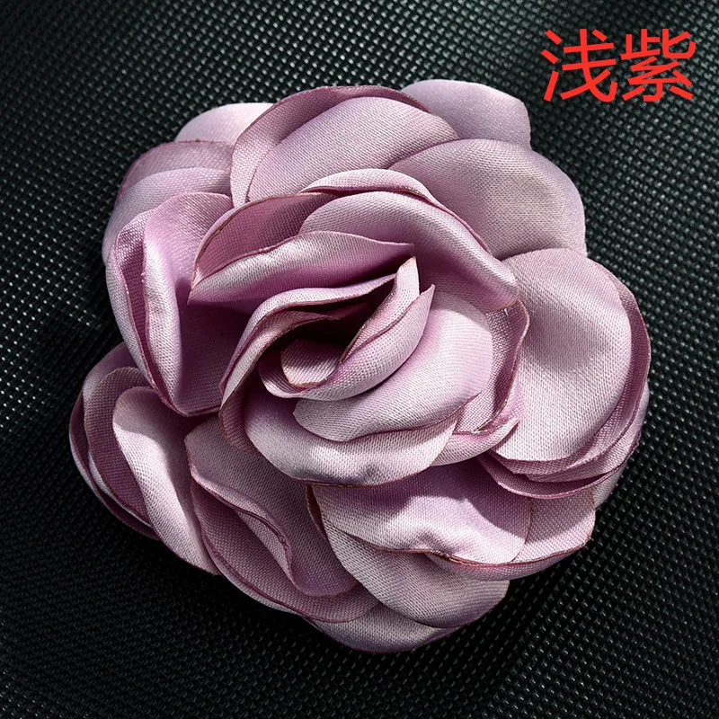Light purple Корейский большой тканевый цветок розы броши ювелирные изделия Ткань Искусство орсаж Нагрудный значок рубашка воротник Подарки для женщин аксессуары 8 см - Окраска металла: Light purple