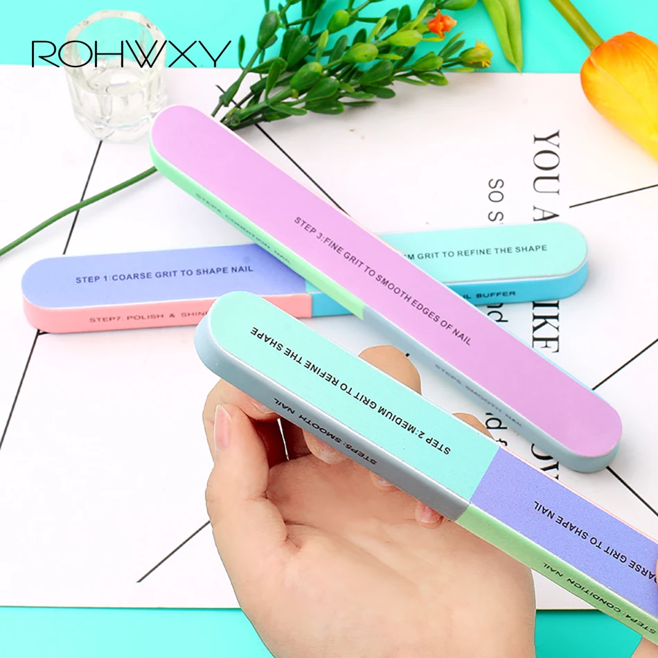 ROHWXY пилки для ногтей кисти для дизайна ногтей прочная полировка зернистость песок Fing инструмент для дизайна ногтей аксессуары шлифовальный файл инструменты для УФ гель-лака