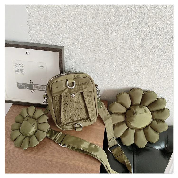 

Luxury Designer Sun Flower Women Shoulder Bag Fashion Oxford Fabric Floral Handbag Crossbody Bags for Women 2021 Phone Purse New