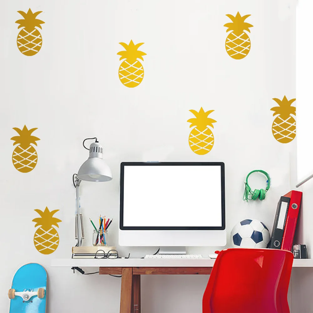 

Золотой ананас Наклейка на стену Наклейка для детской комнаты домашний декор, современный DIY винил симпатичное панно Наклейка на стену #29