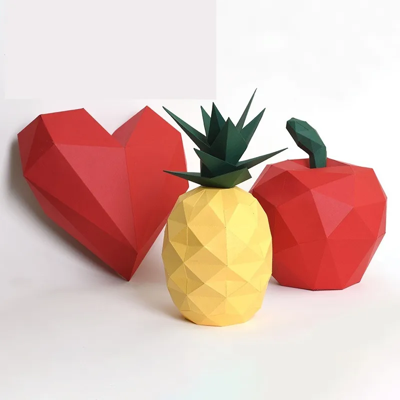 3D Любовь Сердце яблоко ананас Бумажная модель домашний диван Декор ремесла