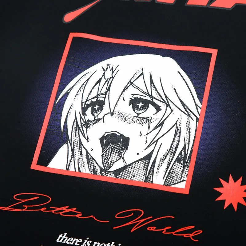 

Men T Shirt Japanese Girl Cartoon Comics Print All-match Oversize Rock Hipster Punk Harajuku Lovers Streetwear Short Sleeve Tees