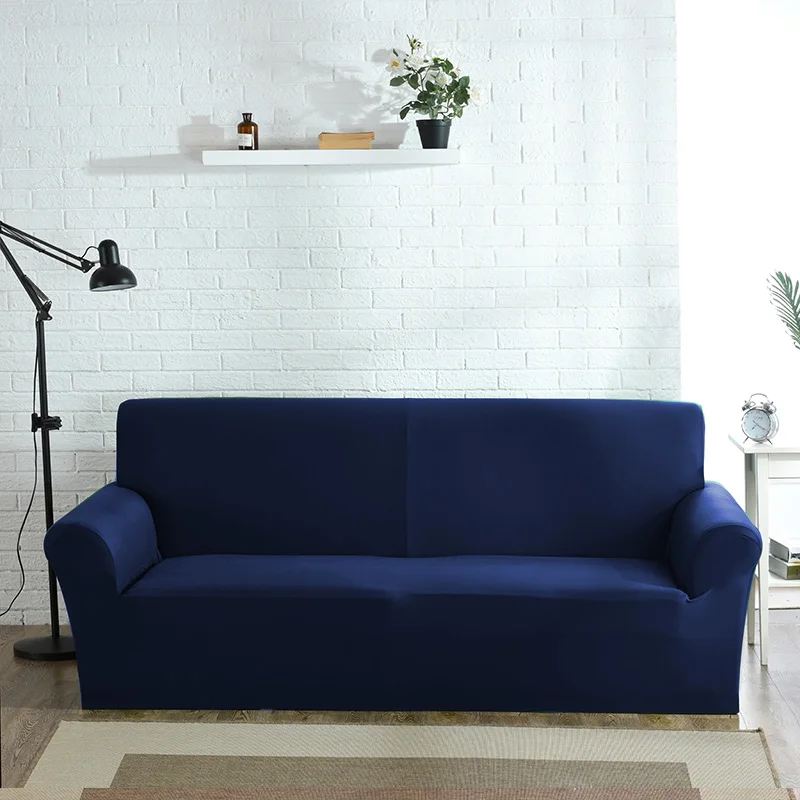 navy blue Эластичное покрытие для дивана Гостиная секционный диван Чехол защитный чехол для мебели, для дивана крышка из эластичной ткани на хлопковой основе 1/2/3/4 местный - Цвет: navy blue