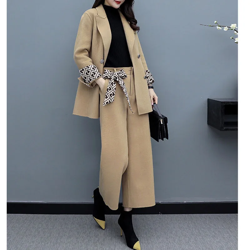 Женский костюм модный элегантный для офиса Блейзер куртка шерстяное пальто