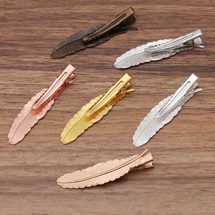 10 шт. 12*52 мм заколки в форме пера металлический зажим крокодил Утконос Женский