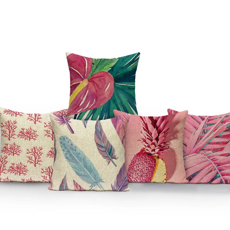 

Декоративная наволочка с рисунком тропических растений, чехол для диванной подушки, Декор для дома, дивана, сиденья, наволочка