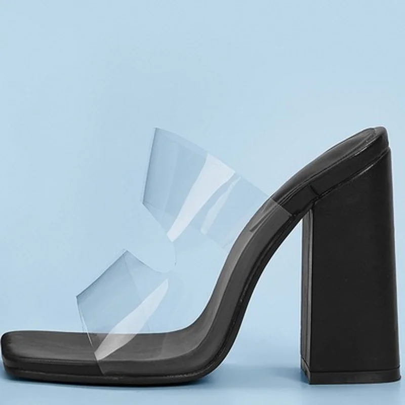 

2021 Transparent Slippers Open Toes Sexy Serpentine High Heel Crystal Women's Shoes Transparent Super High Heels Slippers