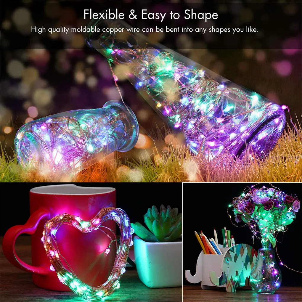 

1pc 3 Colors USB LED Light String Home Office Garden Waterproof Remote Control Timer Lamp String Wedding Party Decoration