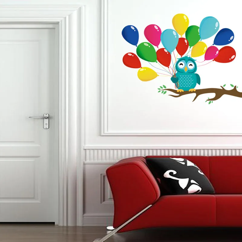 

Cartoon Tree Branch Owl Balloon Wall Sticker Kids Rooms Bedroom Decoration Mural Door Art Decals Nursery Stickers Wallpaper