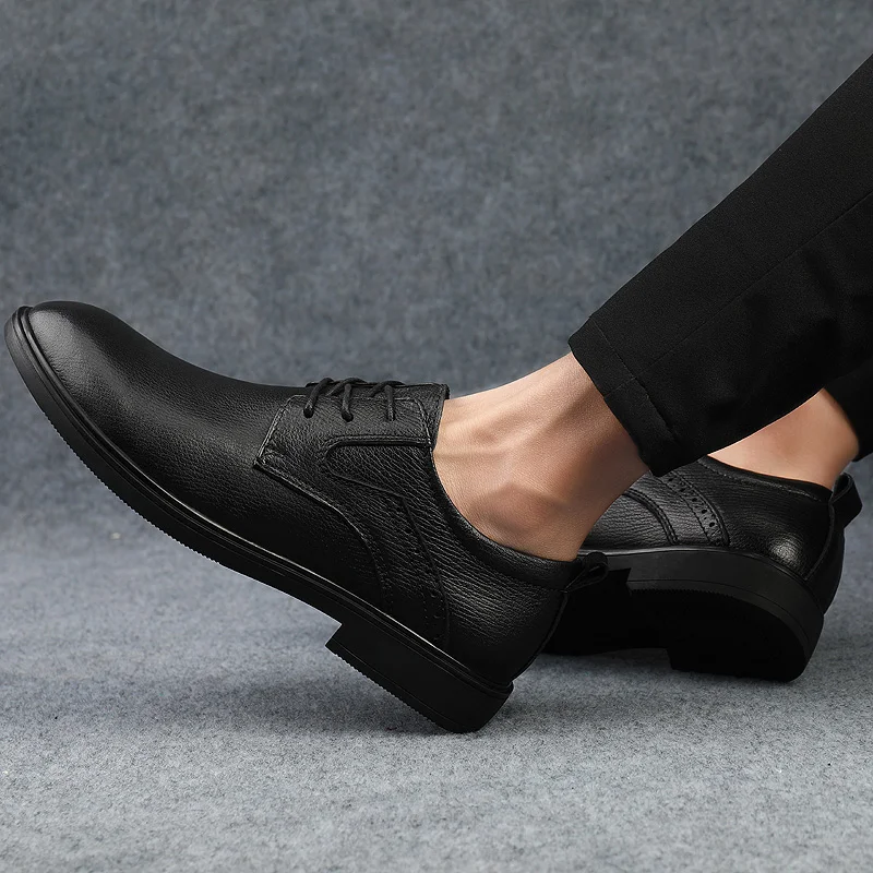 

High quality Brock men's shoes soft sole soft leather top business fashion leisure leather inner height 4.5cm office shoes