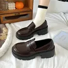 Женские туфли-лодочки на высоком каблуке во французском стиле, женские лакированные кожаные туфли для колледжа, лоферы на платформе и массивной подошве для косплея Лолиты