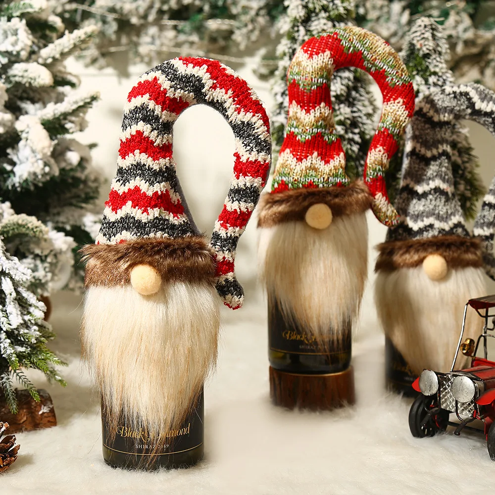 

Рождественские украшения, крышки от пыли для винных бутылок с Санта-Клаусом, подарки для шампанского, сумки для рождества, домашнего ужина, ...