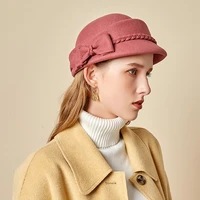 new style autumn winter high grade woolen elegance female retro bowknot%c2%a0braid banquet party fedoras ease match street beret cap