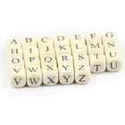 Бусины RBFHYER Cube с 26 буквами, 52 шт., 10 мм, квадратные деревянные свободные бусины для ювелирных украшений, изготовление браслета ожерелья ручной работы
