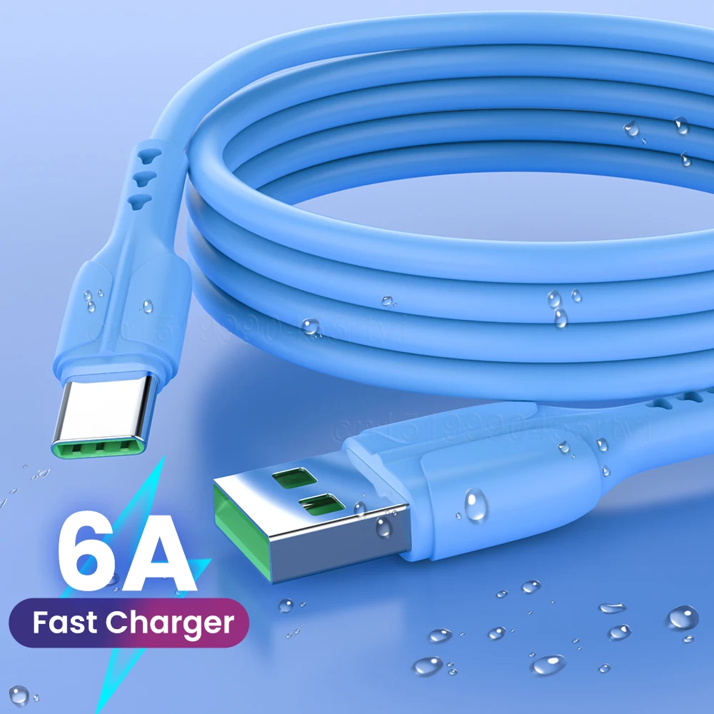 

6A Micro USB Type C Cable For Huawei P30 Pro Samsung S20 Xiaomi Mobile Phone Fast Charging Charger USBC Wire Data Cord 1M/2M