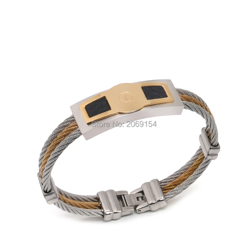 Men Bangle  Charm Jewelry Gold Bracelet Male Classic Steel Chain Link Fashion Wristband Magnetic Bangle For Men Alloy Bangle