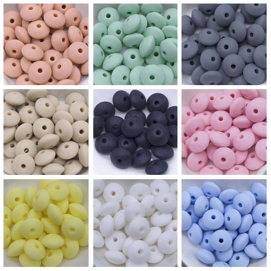 60pc Baby Teether Silicone Teethers BPA Free Abacus Lentils Beads Silicone Beads Baby Teething Nursing Pacifier Clip Accessories