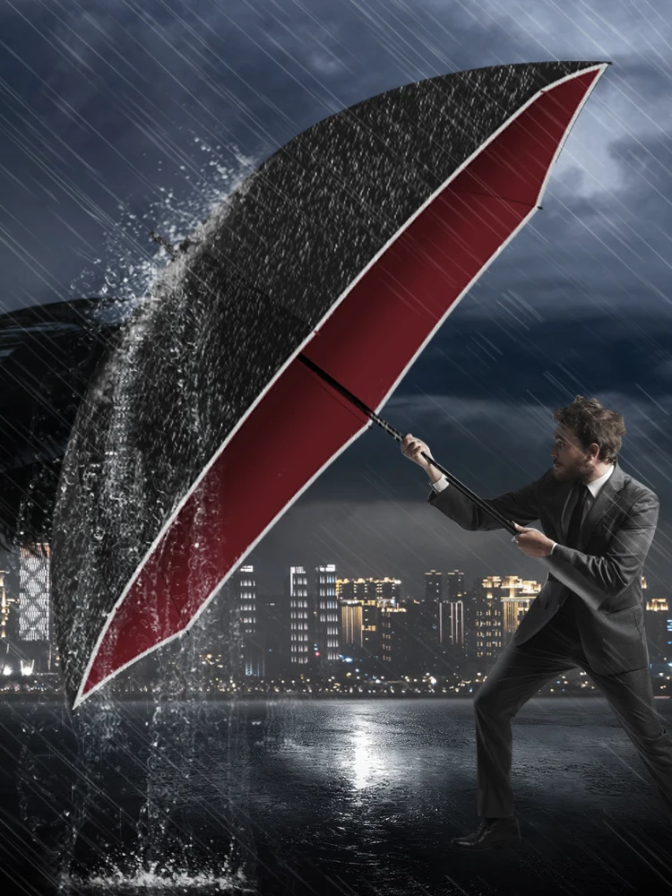 

Усиленный деловой черный зонт, мужской ветрозащитный большой автомобильный зонт от солнца, уличная дорожная Защита от УФ-лучей, Sombrilla Rainware ...