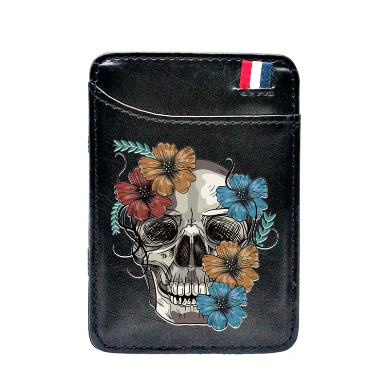 

Винтажные Волшебные кошельки из искусственной кожи с цифровой печатью черепа для мужчин и женщин, кошелек высокого качества, Короткие мини-...