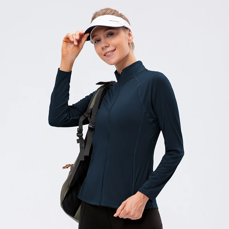 

Long Sleeve Sports Cycling Running Jacket Women Zip Elasticity Fitness Yoga Coat Winter Thermal Underwear Thermo Activewear