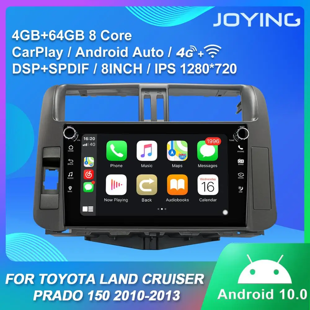 

Android 10.0 autoradio 8 inch head unit 4GB&64GB GPs IPS HD for TOYOTA Land Cruiser Prado 150 2010 2011 2012 2013( Right drive)