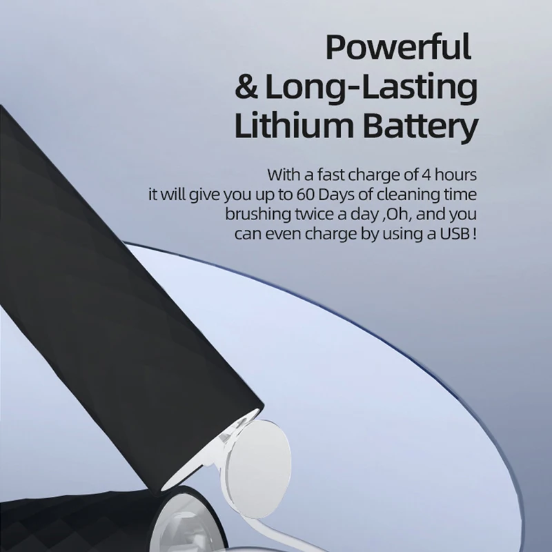 

Black Business Electric Toothbrush ARESH L1 Smart Rechargeable Sonic Toothbrush 5 Mode Adult IPX7 Automatic Ultrasonic Brush