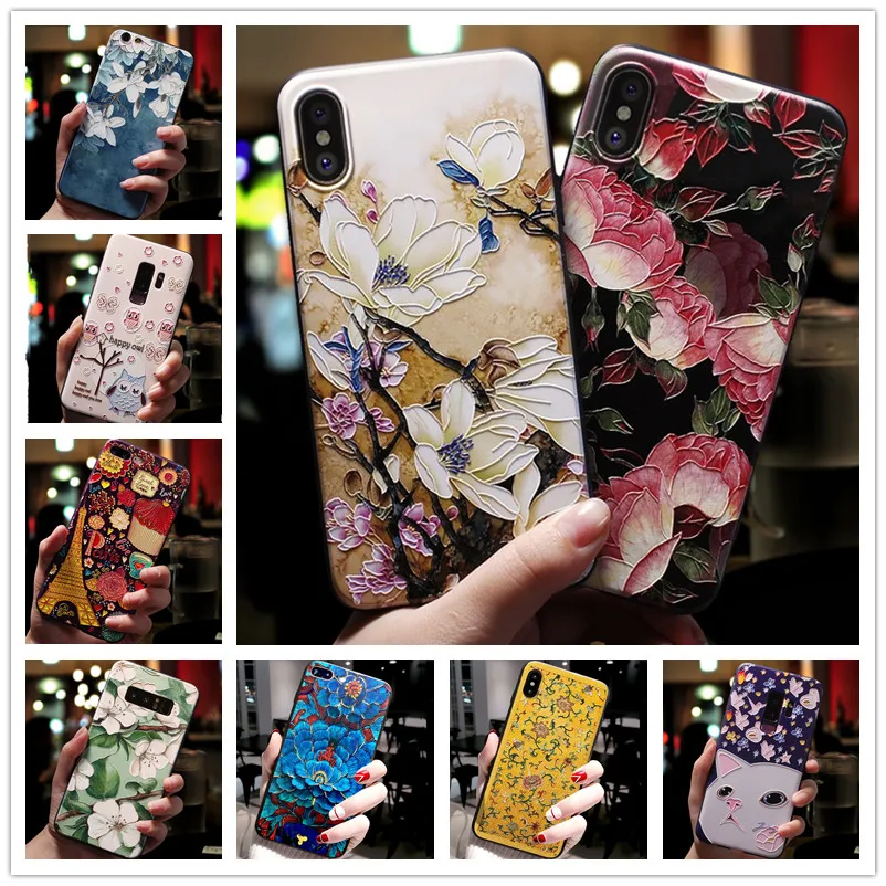 Силиконовый чехол для huawei Honor 8S 3D с тиснеными цветами Y5 2019 Y6S Nova 7i Y6 S 2019|Бамперы| |