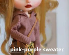 pink-purple Новая кукла Шерсть Толстовка Blyth с капюшоном свитер кукольный наряд(Fit blyth, pullip, BJD, azone, kurhn, Licca, JerryB, кукла 1/6 - Цвет: pink-purple