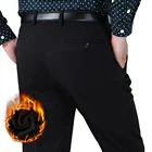 Брюки костюмные мужские прямые флисовые, деловые повседневные утепленные Формальные штаны, плотные бархатные брюки, большие размеры 40 42 44, зима