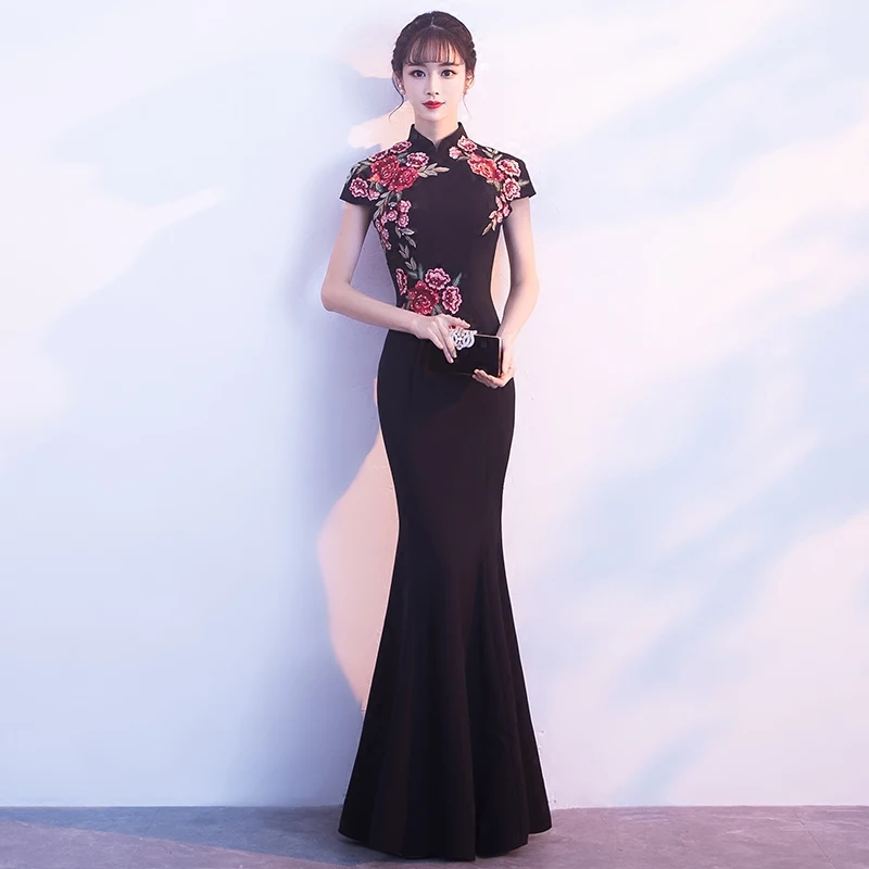 

Bride Party Dress Chinese Style Mermaid Evening Cheongsam Oriental Womens Wedding Long Qipao Elegant Gown Clothes Vestido XS-3XL