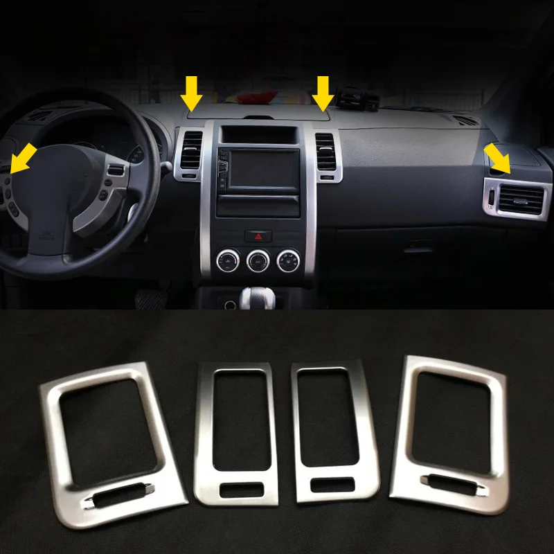 

Хромированный задний подлокотник из АБС-пластика для Nissan X-Trail X Trail T31 2008-2013, кондиционер, крышка на вентиляционное отверстие, отделка, автомобильные аксессуары