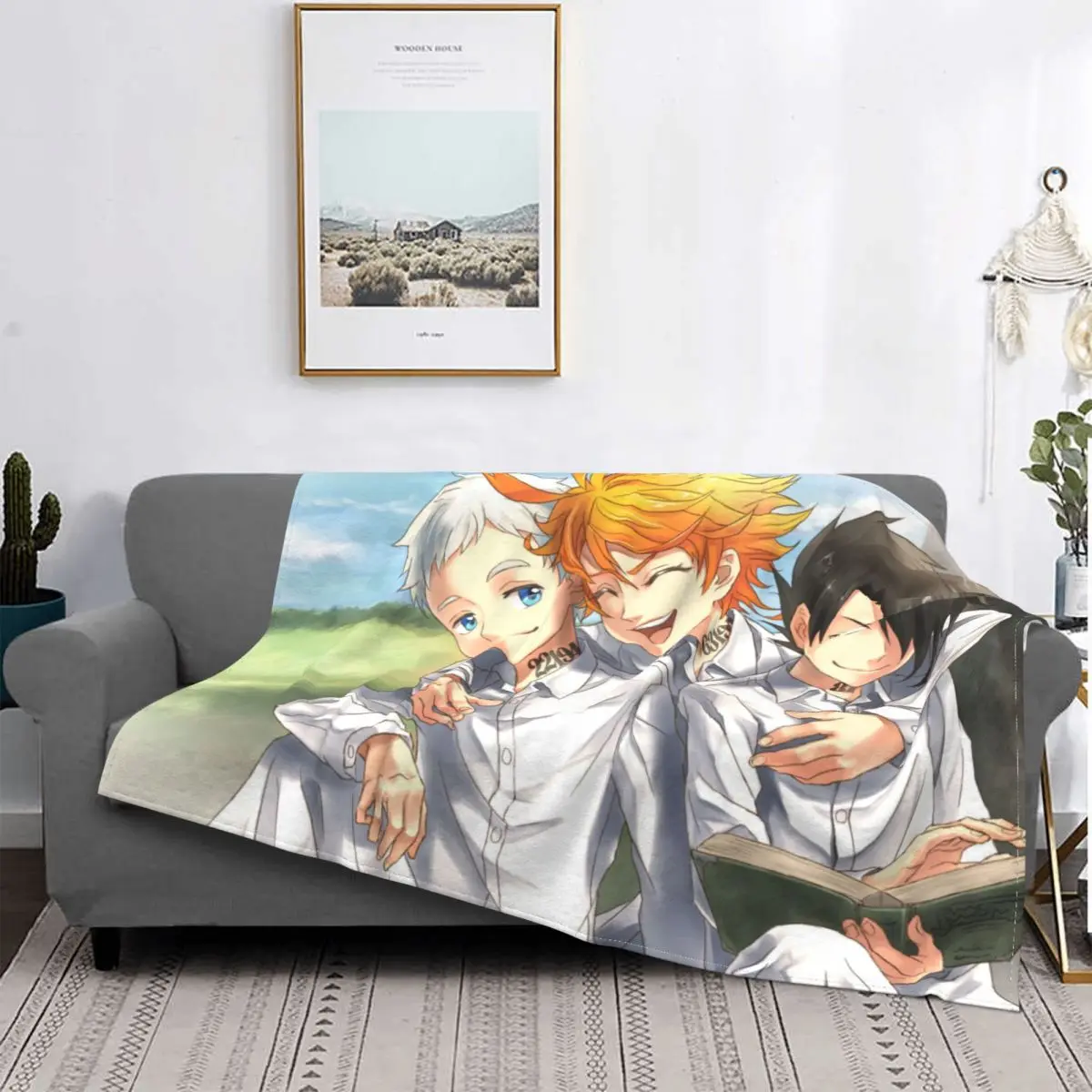 

The Promised Neverland Emma Adventure Manga Hook And Shoulder Portable Warm Throw Blankets for Bedding Travel